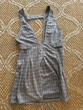 American Eagle Outfitters Brown Plaid Deep V Pinafore Dress. Adorable!! NWT